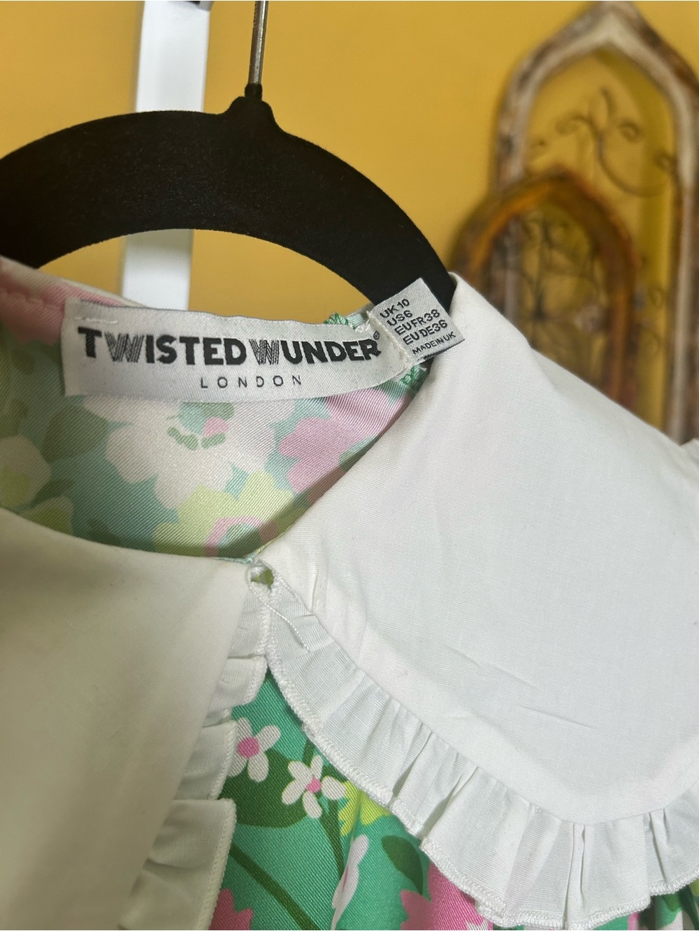Twisted Wonder London Floral Peter Pan Collar Smock Mini Dress US 6 #136 - Picture 7 of 13